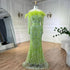 Luxury Dubai Green Long Sleeves Feathers Beaded Evening Dress LA72553 - SERENE HILL