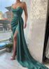 Serene Hill Arabic Green Mermaid Sweetheart Court Satin Prom Dress with Pleated Split for Women&