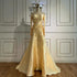 Luxury Dubai Arabia Yellow A-Line Satin Appliques Evening Dresses Gowns for Formal Occasion LA72833 - SERENE HILL