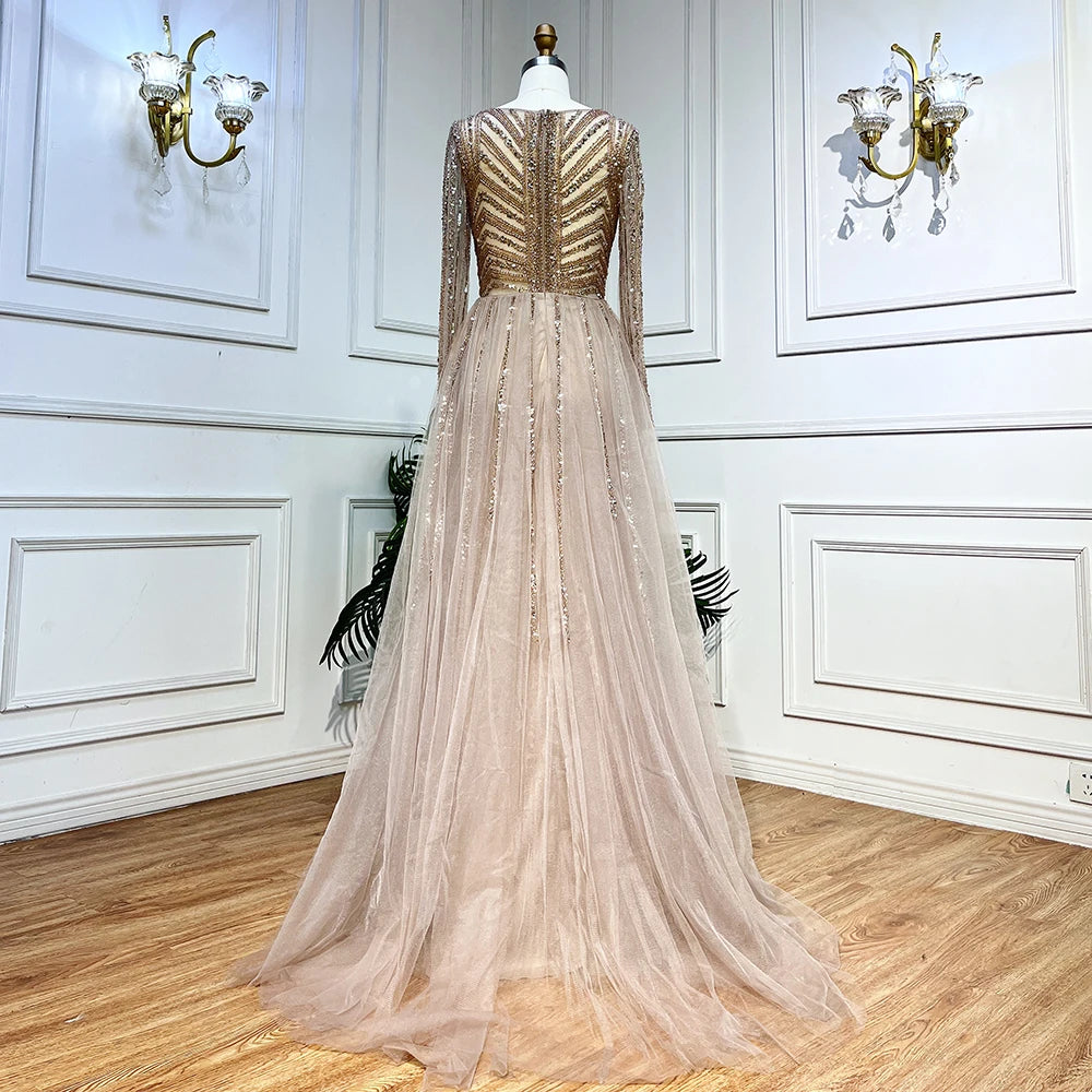 On Sale no return no refundSerene Hill Arabic Turquoise V Neck Mermaid Beaded Sexy Open Split Evening Dresses Gowns 2025 For Women Wedding Party LA72006 - SERENE HILL