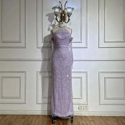 Luxury Nude Mermaid Evening Dresses with Gloves LA72032A - SERENE HILL