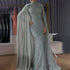 Modest Muslim Sage Green Evening Dress with Cape Long Sleeves LA72413A - SERENE HILL