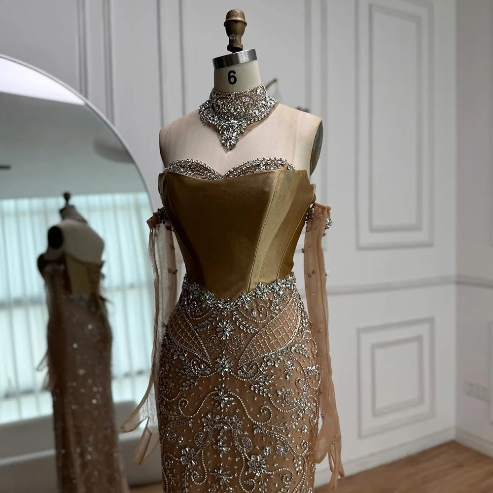 Luxury Beaded Evening Dress Sheer Long Gloves LA72929 - SERENE HILL