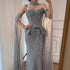 Luxury Gray Beaded Off-Shoulder Evening Dress with Cape Sleeves LA73076 - SERENE HILL