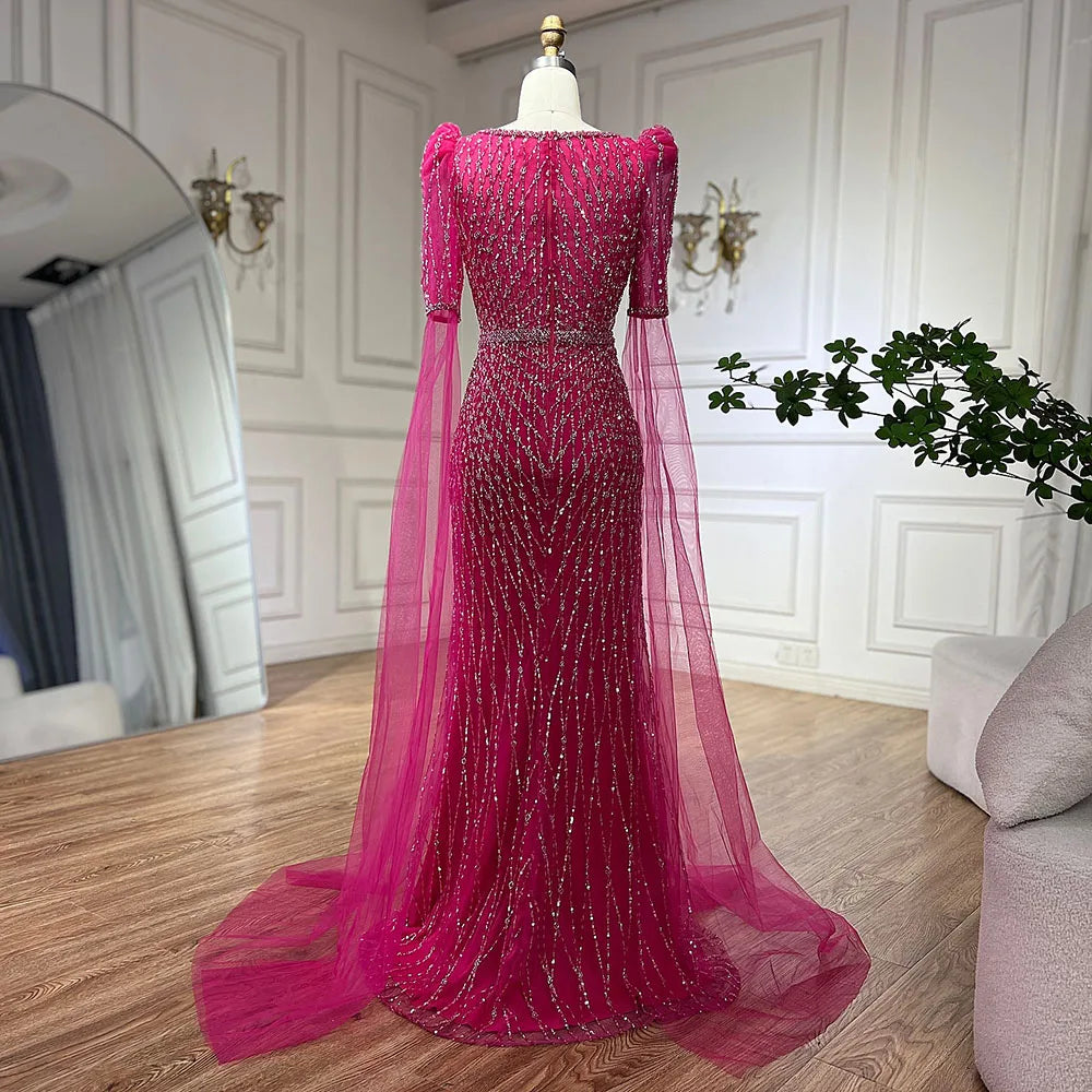 Luxury Fuchsia Evening Dress Mermaid Gown for Formal Occasion LA72774 - SERENE HILL