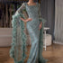 Luxury Turquoise Beaded Mermaid Evening Dress with Flared Sleeves and Feathers LA72767 - SERENE HILL