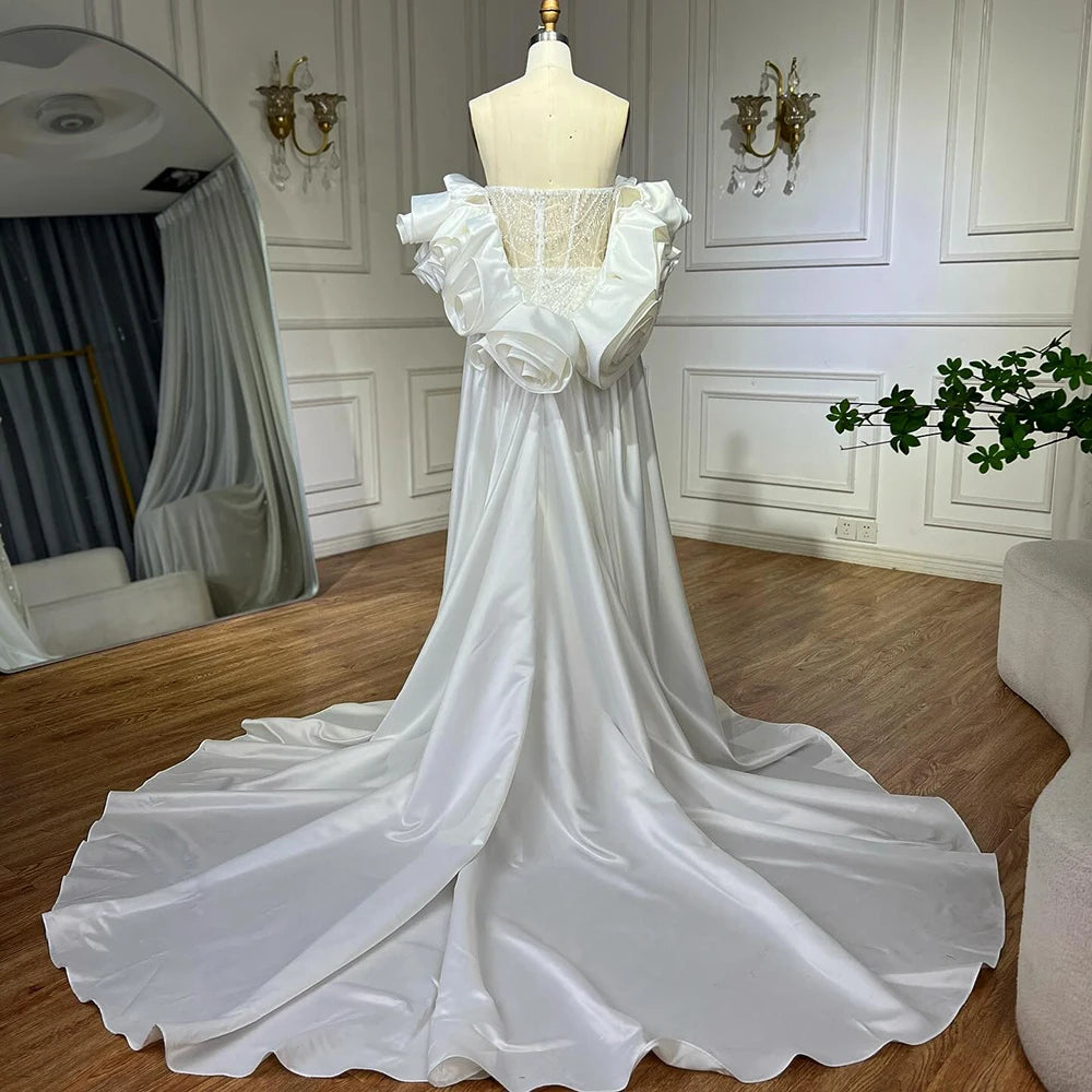 Red Long Cape Pearls Beaded Mermaid Evening Dress Gown LA72585A - SERENE HILL