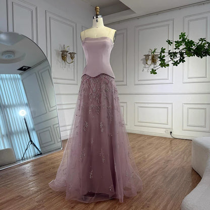 Elegant Sage Green Beaded A-Line Evening Dress Gown LA72809 - SERENE HILL
