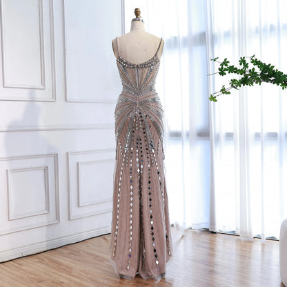 Luxury Nude Corset Beaded Mermaid Prom Dress LA72803A - SERENE HILL
