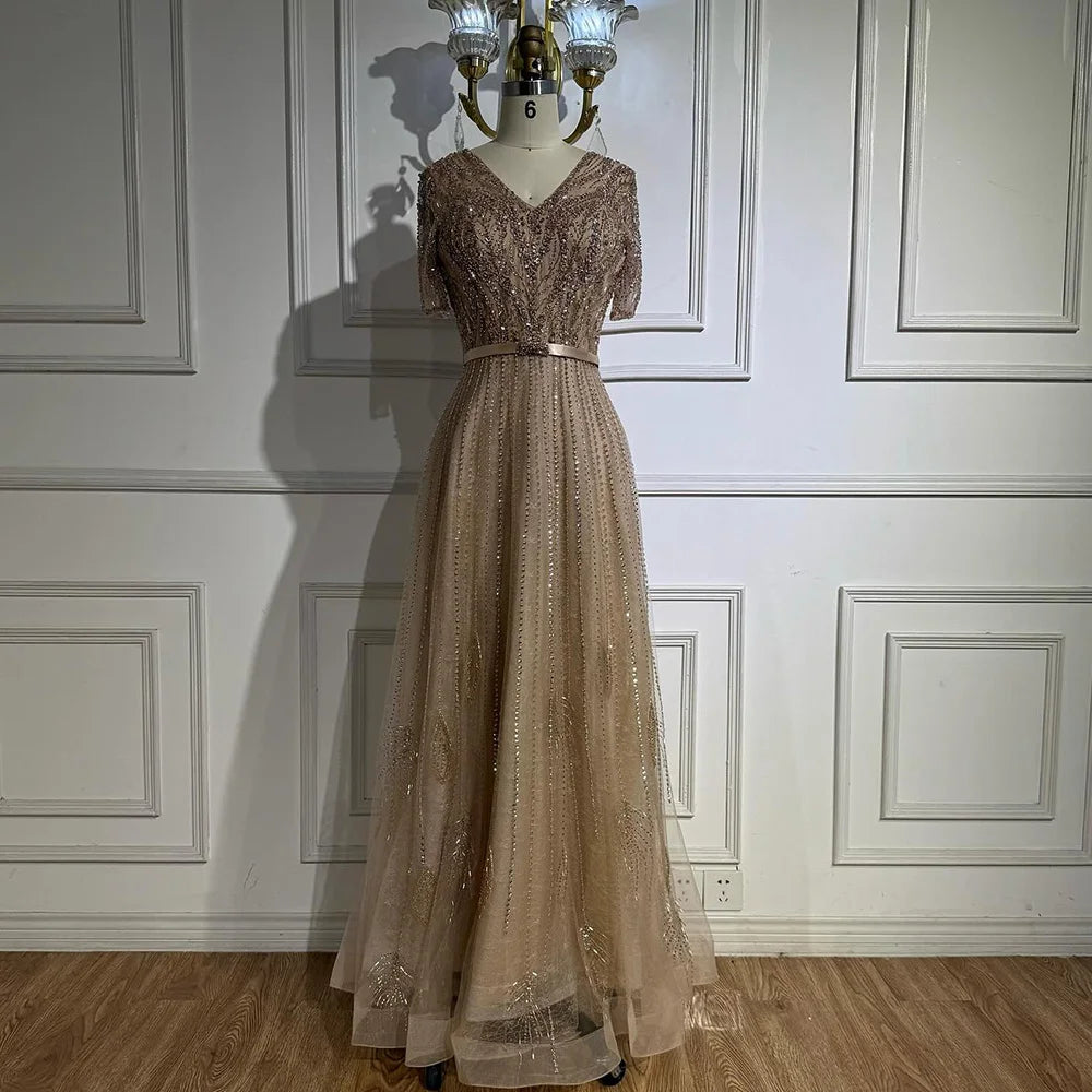 gold statement dress Radiant Gold Masterpiece with Opulent Embroidery F02914