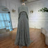 Luxury Modest Sage Green Evening Dress with Pearls LA72032B - SERENE HILL