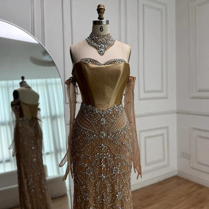 Luxury Beaded Evening Dress Sheer Long Gloves LA72929 - SERENE HILL