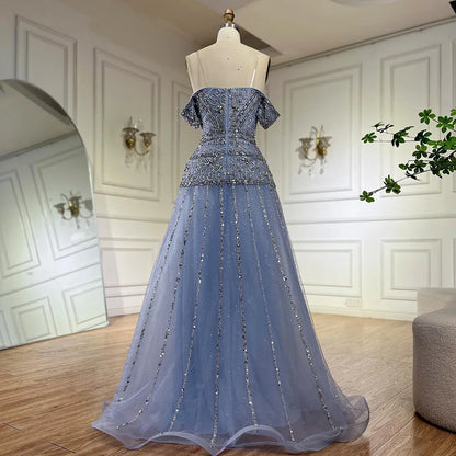 Luxury Caramel Off The Shoulder A-Line Beaded Evening Dress LA72709 - SERENE HILL