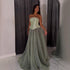 Luxury Sage Green A-Line Crystal Beaded Evening Dress LA73169A - SERENE HILL