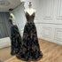 Luxury Dubai Spaghetti Strap A-Line Black Beaded Luxury Prom Dress for Formal Occasion Saudi Arabic LA72773 - SERENE HILL