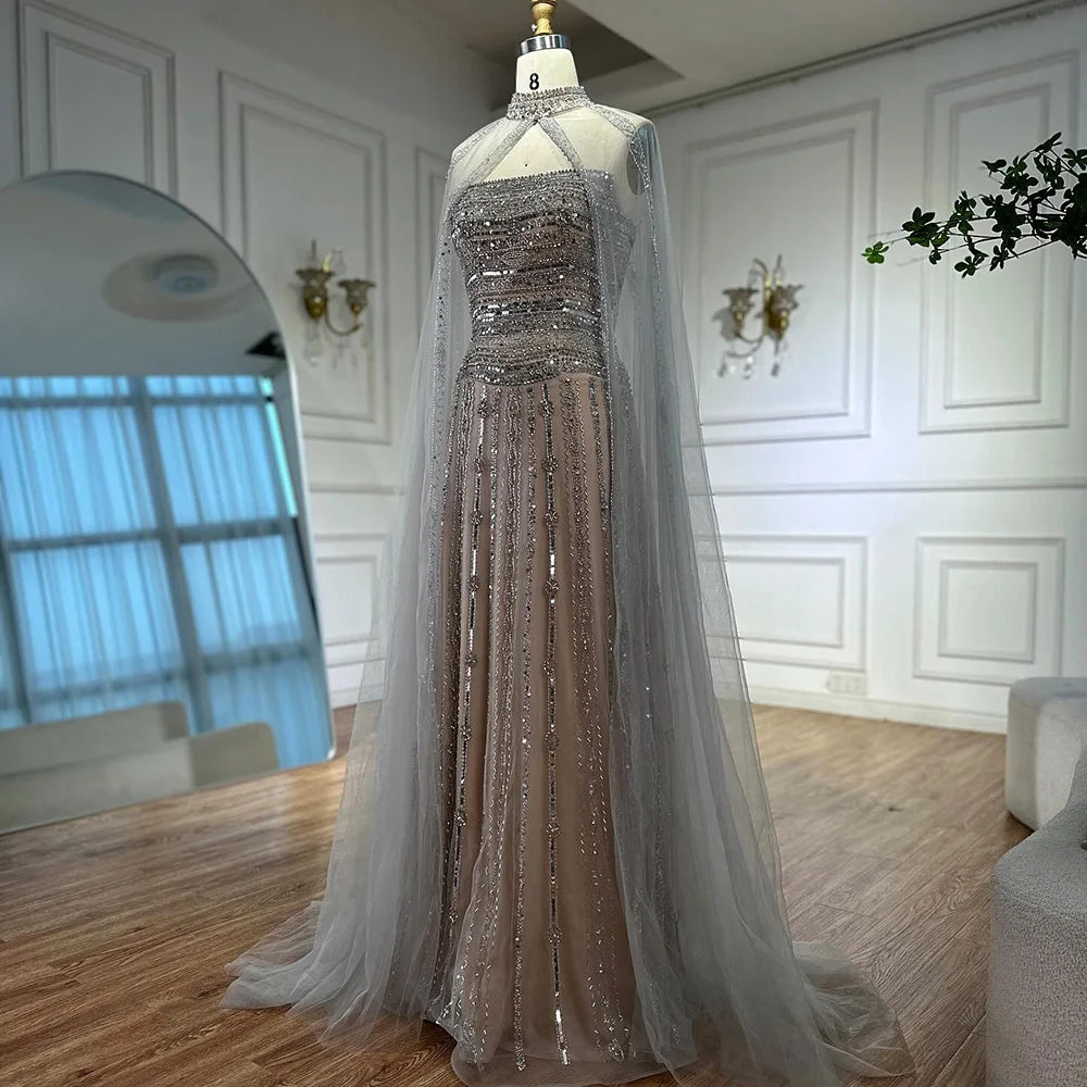 Luxury Dubai Caramel A-Line Beaded Evening Dress LA72873 - SERENE HILL