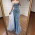 Luxury Saudi Arabic Blue Beaded Evening Dress with Slit LA72877 - SERENE HILL