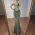 Luxury Sage Green Beaded Mermaid Evening Dress with Cape Collar LA73110 - SERENE HILL
