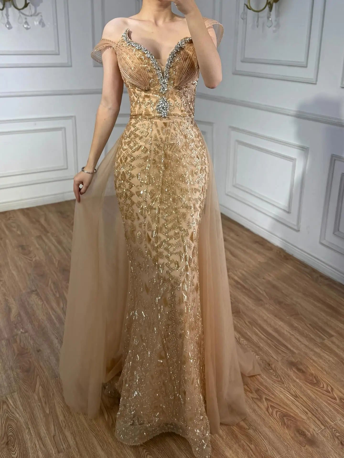 Serene Hill Pink Beaded Off Shoulder Evening Dress LA73413 - SERENE HILL