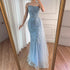 Luxury Blue One Shoulder Beaded Mermaid Evening Gown with Overskirt LA71730 - SERENE HILL