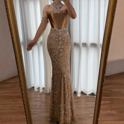 Luxury Beaded Evening Dress Sheer Long Gloves LA72929 - SERENE HILL