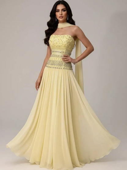 Lilac Beaded A Line Arabic Evening Dress LA73044 - SERENE HILL