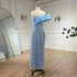 Serene Hill 2025 Arab Blue One Shoulder Mermaid Evening Dress Luxury Gown with Beaded for Women&