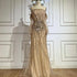 Serene Hill Arabia Gold Mermaid Luxury Beaded Off Shoulder Dubai Evening Dresses Gowns for Women Wedding Party LA72404 - SERENE HILL