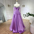 Serene Hill 2025 Arabia Purple A-Line With Gloves Luxury Beaded Evening Gown Satin Women&