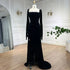 Serene Hill 2025 Arabic Black Velvet With Gloves Mermaid Luxury Dubai Evening Dresses Gowns for Women Wedding Party LA72530 - SERENE HILL