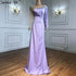 Serene Hill 2025 Arabic Blue Satin Mermaid White Evening Gowns Elegant Beaded for Women Wedding Party LA71152 - SERENE HILL