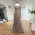 Arabic Caramel Beaded Mermaid Evening Dress with Cape Sleeves LA72400A - SERENE HILL