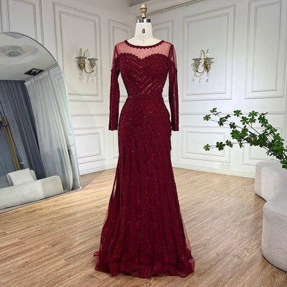 Luxury Dubai Arabic Elegant Black Mermaid Luxury Dubai Purple Evening Gown with Dress for Women&