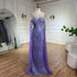 Serene Hill 2025 Arabic Lilac Cape Sleeves Mermaid Luxury Dubai Evening Gown Beaded Dress for Women&