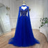 Serene Hill 2025 Arabic Nude A Line Elegant Cape Sleeves Beaded Luxury Evening Dresses Gowns for Women Wedding Party LA72384 - SERENE HILL