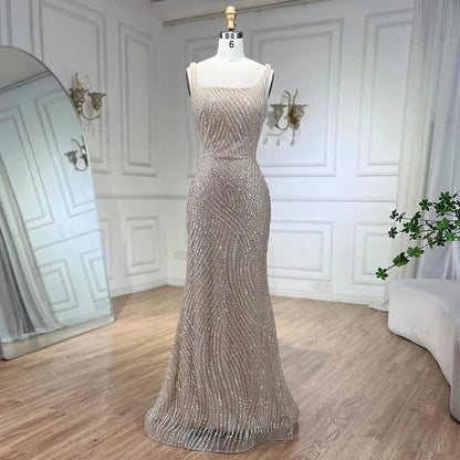 Serene Hill 2025 Arabic Nude Mermaid Elegant Cape Sleeves Beaded Luxury Evening Dresses Gowns for Women Wedding Party LA72320 - SERENE HILL