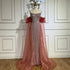 Luxury Pink Beaded Mermaid Evening Dress with Puff Sleeves LA72569 - SERENE HILL