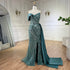 Classy Turquoise Luxury Beaded One-Shoulder Prom Dress LA72335 - SERENE HILL
