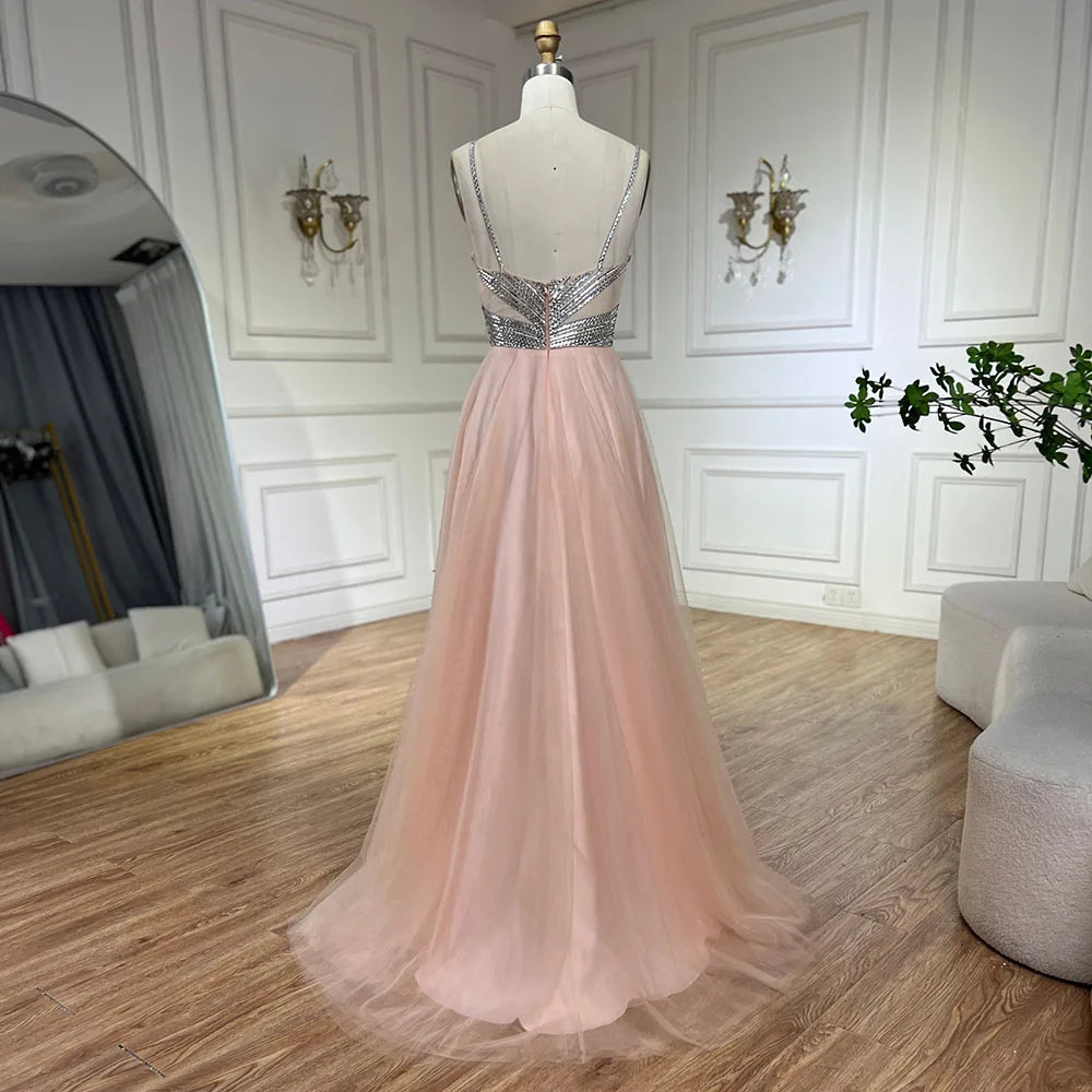backless formal dress Pink Satin Lace A-line V-neck Backless Long Prom Dresses, Evening Dresses,  MP781