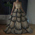 Luxury Dubai Black Nude Luxury Saudi Evening Dresses with Sparkly Sequin Tiered Ruffles for Formal Gowns LA72505A - SERENE HILL