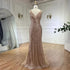 Serene Hill 2025 Blue Mermaid Elegant Spaghetti Straps Beaded Luxury Evening Dresses Gowns for Woman Wedding Party LA72450 - SERENE HILL
