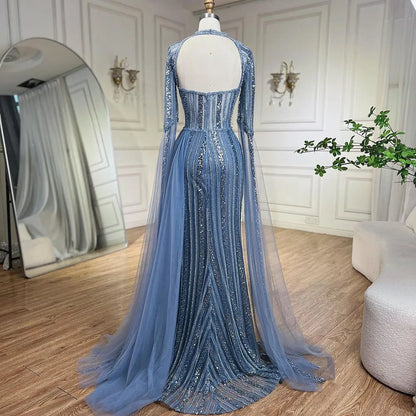 Mermaid Dusty Pink Evening Dress with Cape Sleeves LA72312 - SERENE HILL