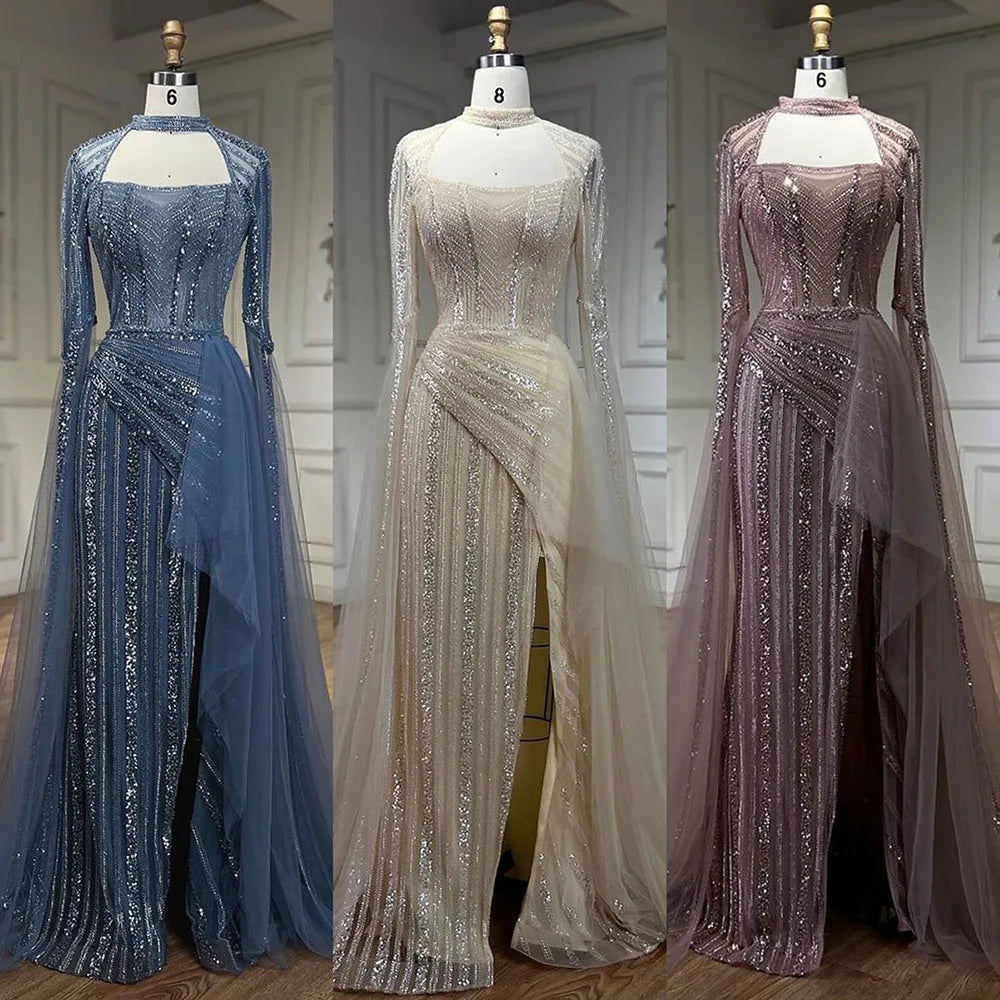 Mermaid Dusty Pink Evening Dress with Cape Sleeves LA72312 - SERENE HILL