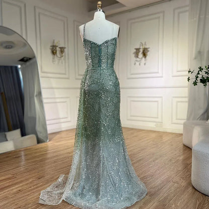 Luxury Blue One Shoulder Evening Dress with Overskirt LA72434 - SERENE HILL