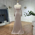 Luxury Dubai Blue Satin Mermaid Evening Dress Lace-Up Back LA72416 - SERENE HILL