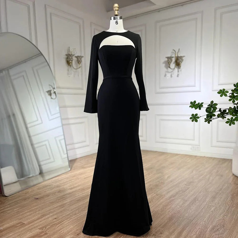 Luxury Dubai Blue Satin Mermaid Evening Dress Lace-Up Back LA72416 - SERENE HILL