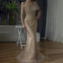 Luxury Dubai Elegant Caramel One Shoulder Saudi Arabic Evening Gown with Beaded Dress for Formal Occasion LA72577 - SERENE HILL