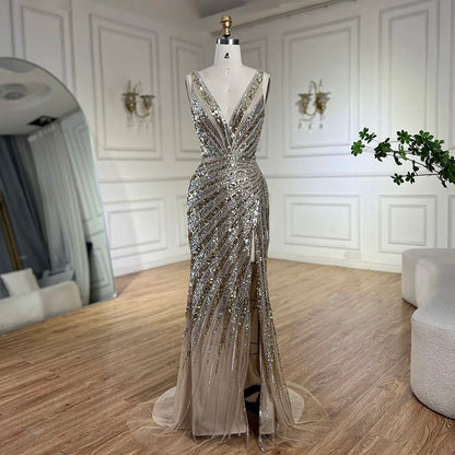 Luxury Green Beaded Mermaid Prom Dress with Split LA72613 - SERENE HILL
