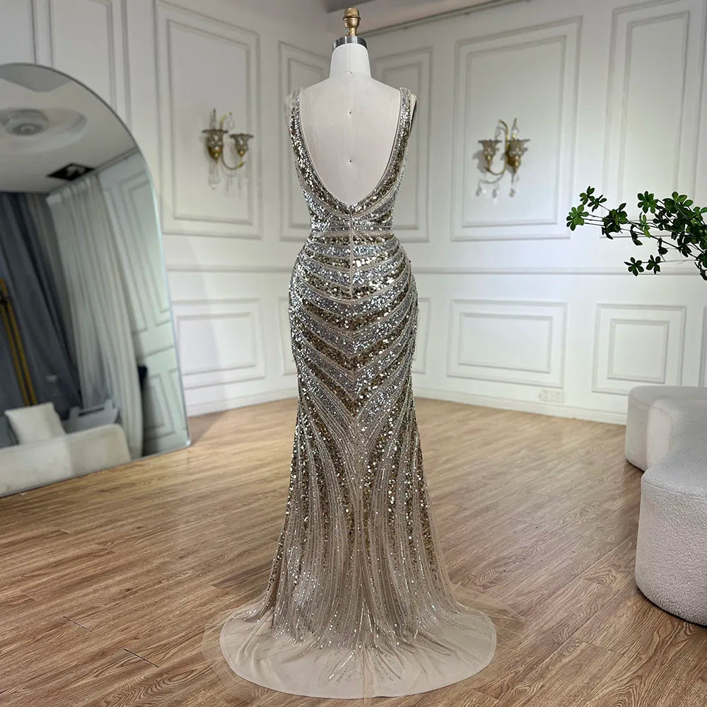 Luxury Green Beaded Mermaid Prom Dress with Split LA72613 - SERENE HILL