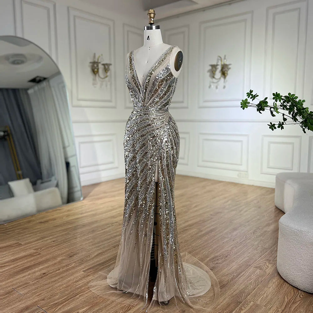 Luxury Green Beaded Mermaid Prom Dress with Split LA72613 - SERENE HILL